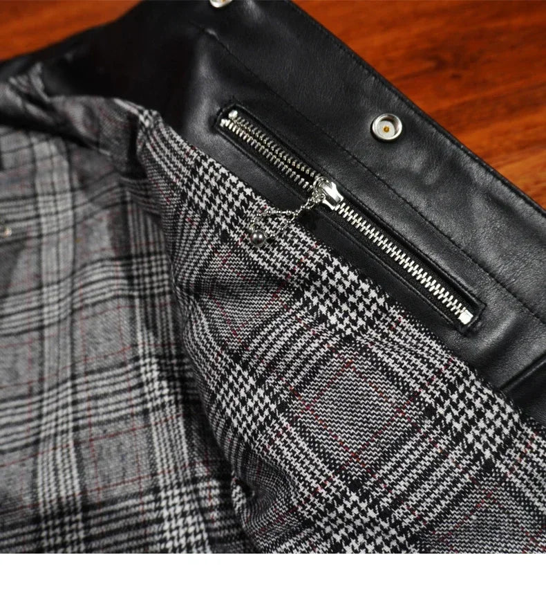 Classic 507X Italian Cowhide Denim Motorcycle Leather Coat Kaji American Retro Slim Fit Short Men's