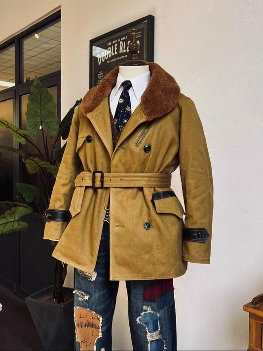 Tailor Brando High Density Water Resistant Olefin Canvas Men's Vintage Classic Aviator Coat Winter Warm Jacket