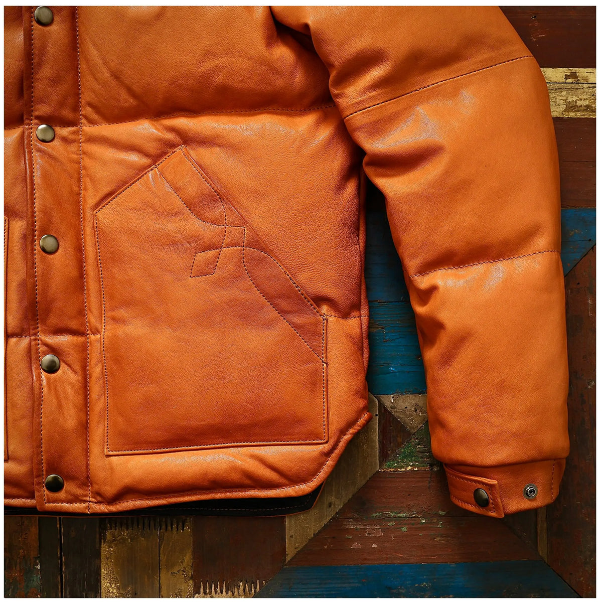Tailor Brando Vegetable Tanned Sheepskin Classic White Dark Down Jacket Men's Retro Winter Warm Genuine Leather Down Jacket Tailor Brando
