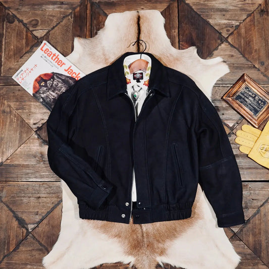 Tailor Brando Brushed Cowhide 90s Vintage Oversized Short Men's Genuine Leather Jacket Tailor Brando