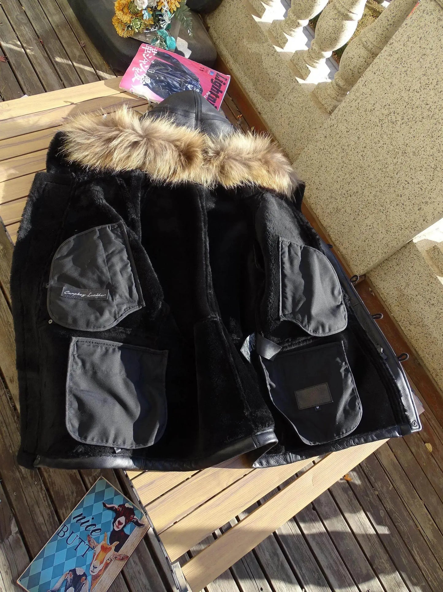 Tailor Brando Authentic Raw Sheepskin & Genuine Raccoon Fur Collar Men's Classic N3B Winter Warmth Jacket Tailor Brando