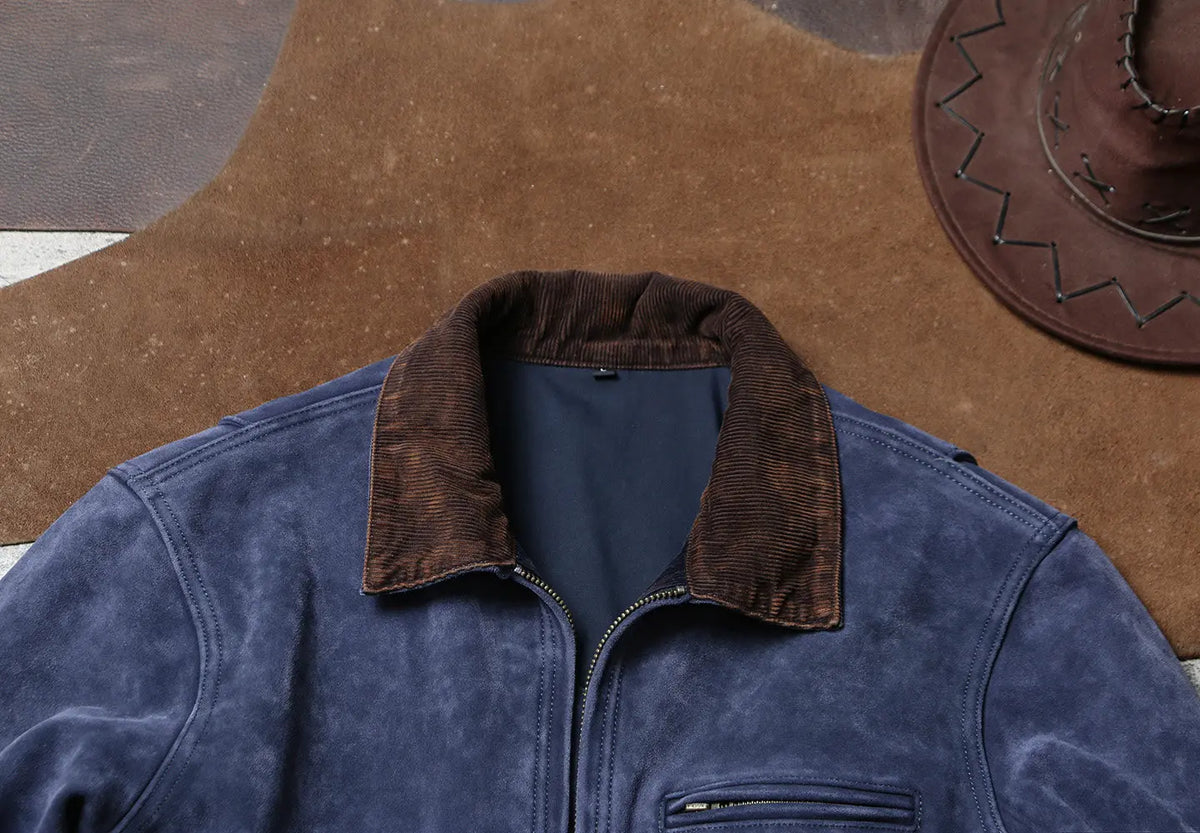 Tailor Brando Handaged Suede Cowhide Men's Vintage Detroit Genuine Leather Jacket Tailor Brando
