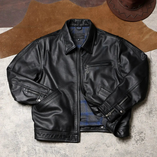 Tailor Brando American Vintage Detroit Oversized Men's Genuine Leather Jacket Tailor Brando