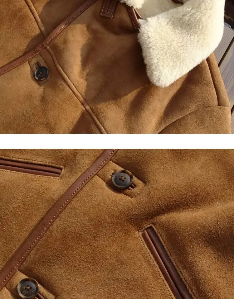 Tailor Brando Australian Natural Sheepskin Shearling Unisex Classic Rancher Retro Genuine Fur Jacket Tailor Brando