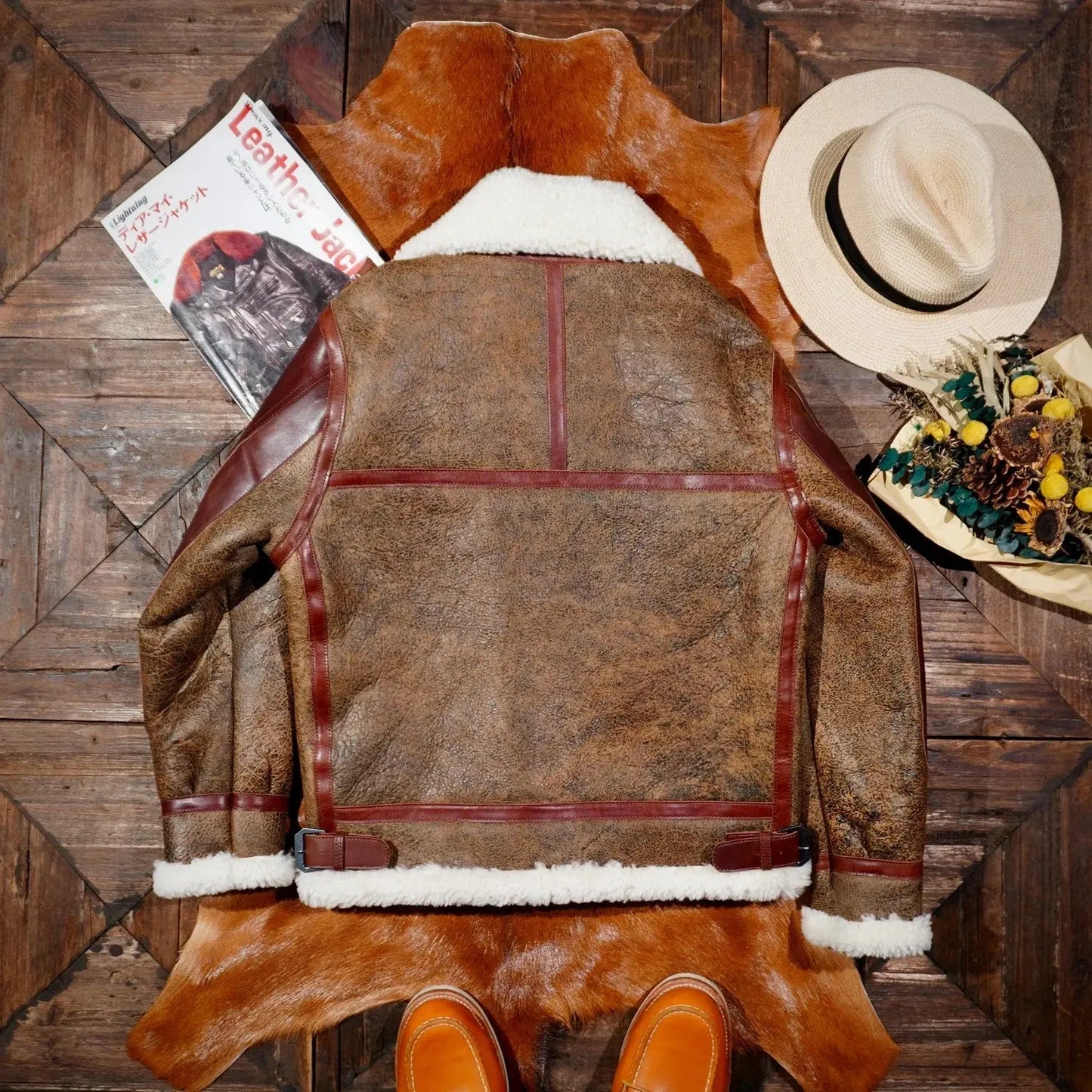Tailor Brando Barton Model B3 Aviator Jacket Shearling Jacket Men's Winter Coldproof Warm Real Fur Jacket Tailor Brando