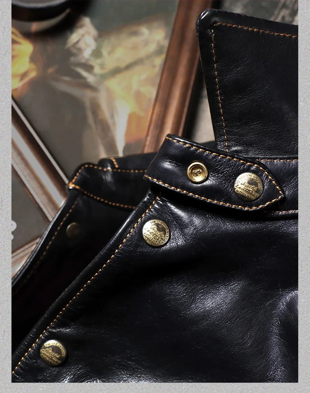 Tailor Brando Washed Uncoated Vegetable Tanned Calfskin Brakeman Vintage Work Jacket Lapel Men's Genuine Leather Jacket