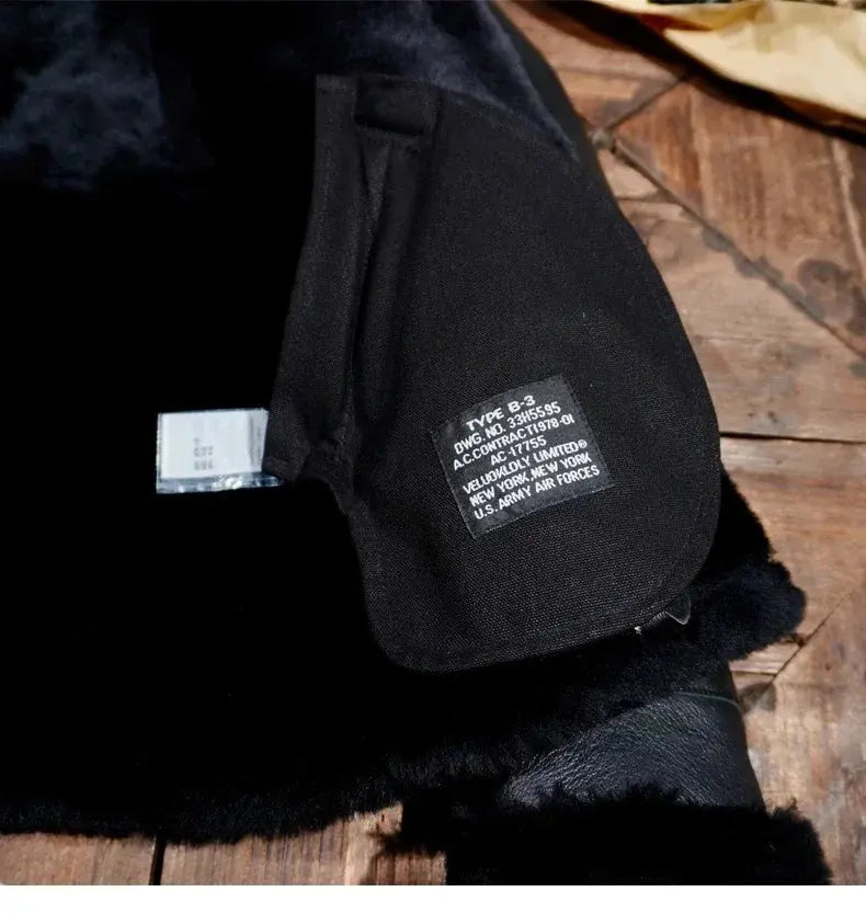 Tailro Brando Australia Merino Shearling B3 Bomber Men's Vintage Warm Short Genuine Fur Jacket Tailor Brando