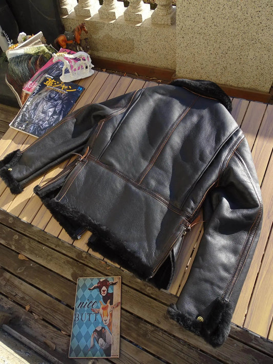 Tailor Brando Authentic Sheepskin Shearling Classic G1 American Vintage Winter Warmth Genuine Leather Bomber Jacket Tailor Brando