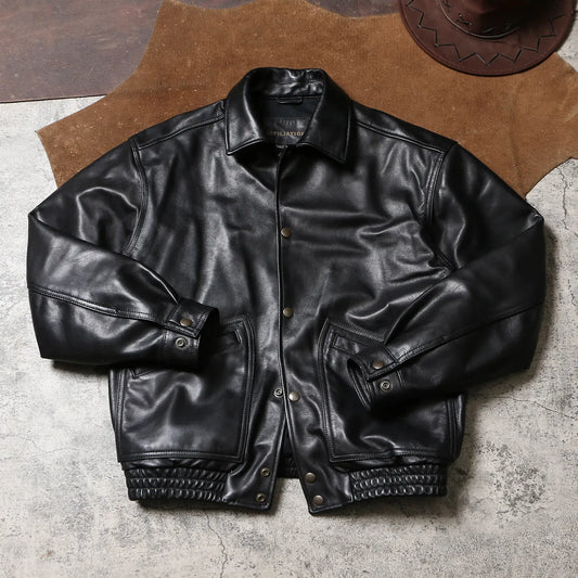 Tailor Brando Classic 90s Batik Goatskin Men's Vintage Oversized Genuine Leather Jacket Tailor Brando