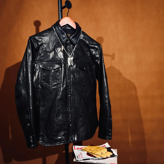 Tailor Brando Full-Grain Vegetable-Tanned Lambskin American Vintage Classic Lapel Genuine Leather Shirt Tailor Brando