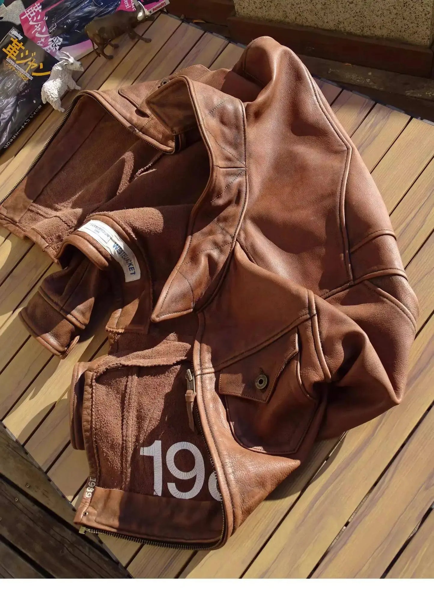 Italian Uncoated Distressed Cowhide Vintage Western Style Mendoza Men's Genuine Leather Biker Jacket Tailor Brando