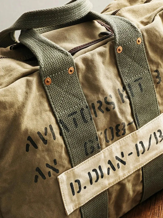 Tailor Brando Vintage Distressed Canvas Tote Travel Bag Outdoor Casual Large Capacity 47*35*18cm Single-Shoulder Crossbody Bag Tailor Brando