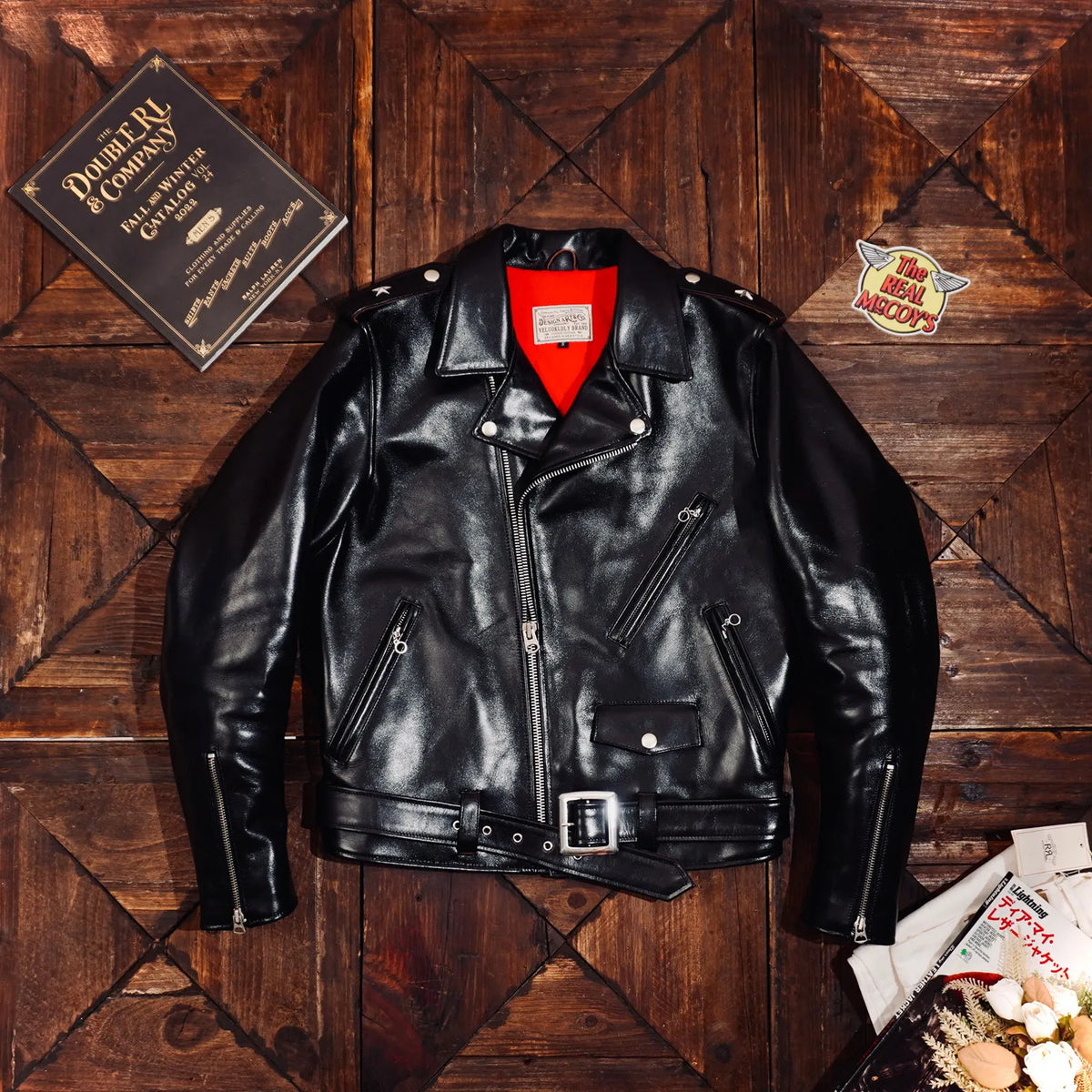 Tailor Brando Vegetable Tanned Teacore Horsehide Men's Classic 613 Double Rider Genuine Leather Biker Jacket Tailor Brando