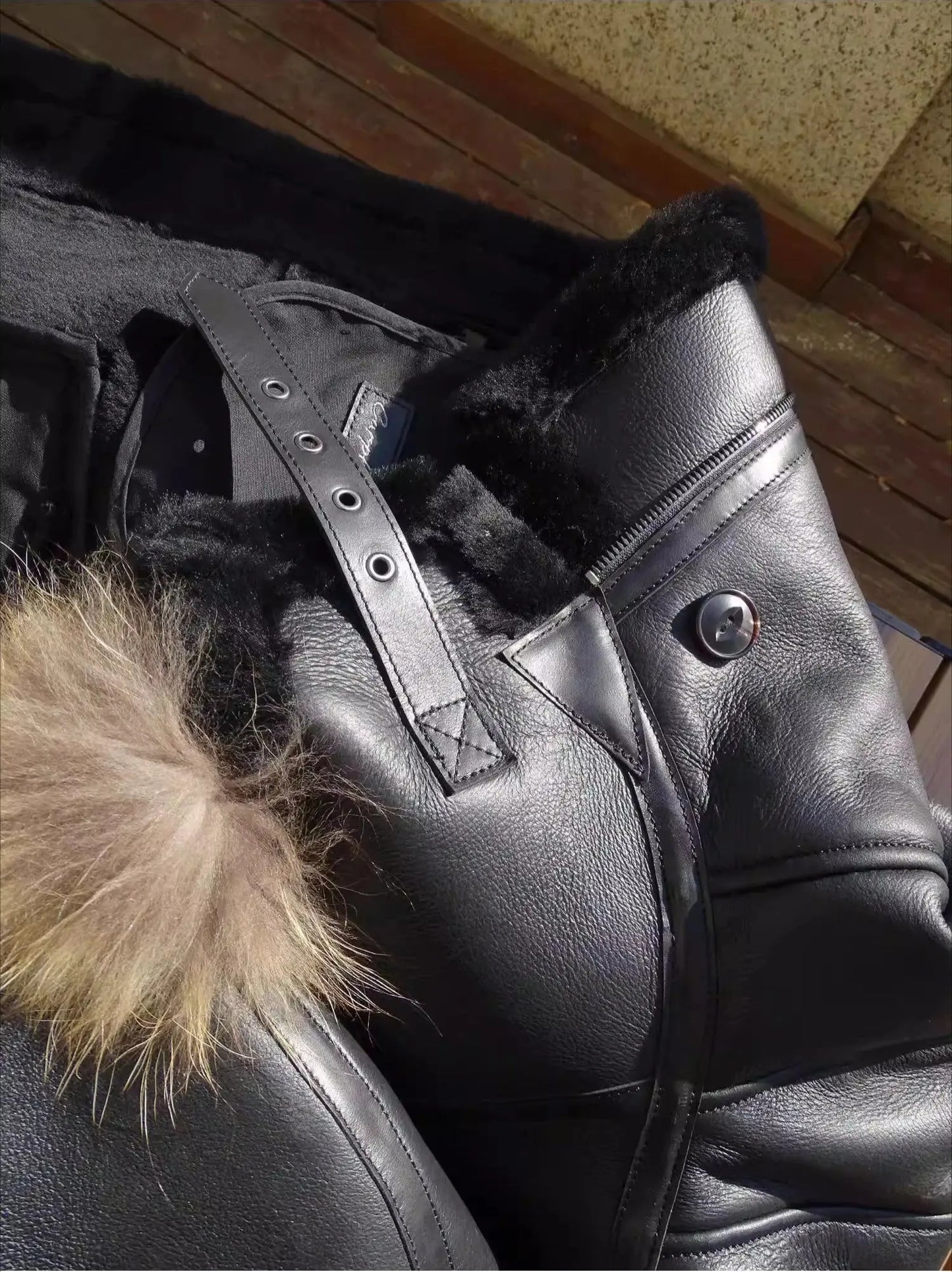 Tailor Brando Authentic Raw Sheepskin & Genuine Raccoon Fur Collar Men's Classic N3B Winter Warmth Jacket Tailor Brando