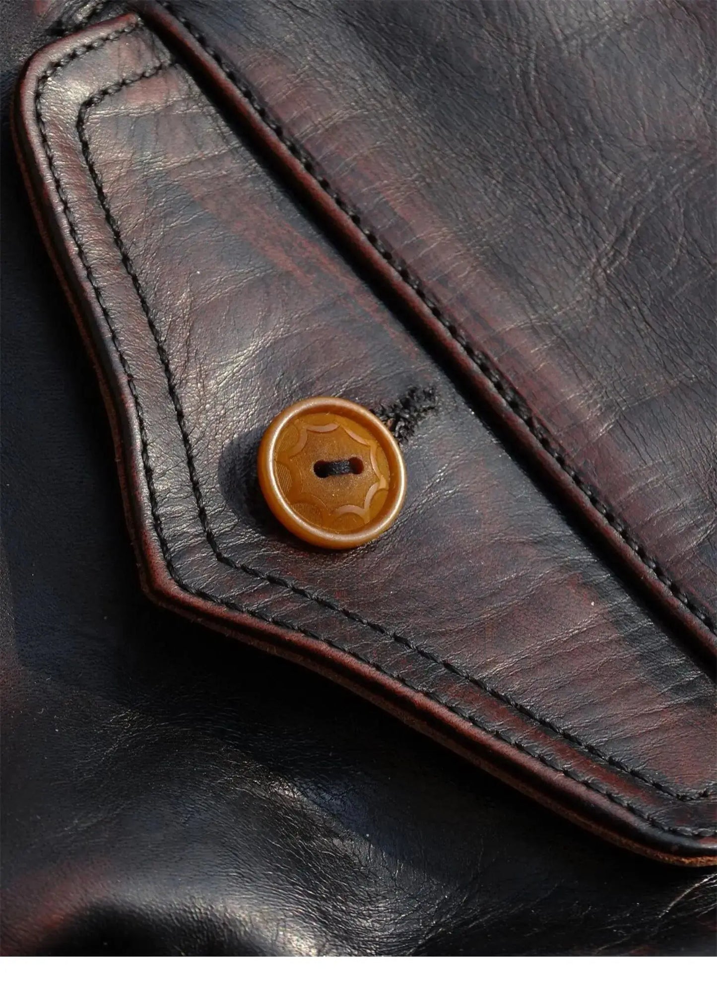 Tailor Brando Full-Grain Vegetable-Tanned Tea Core Horsehide Men's Short Genuine Leather Hartmann Pilot Jacket Tailor Brando