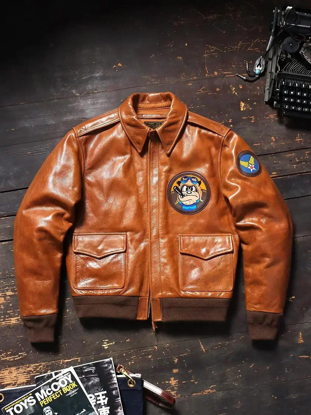 Tailor Brando Great Escape A2 Aviator Jacket Full Grain Oil Waxed Cowhide American Vintage Men's Lapel Genuine Leather Jacket Tailor Brando