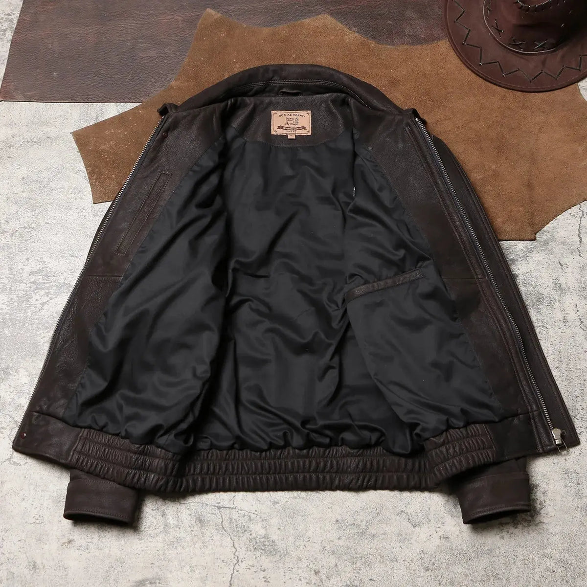 Tailor Brando Brushed Full-Grain Cowhide 90s Vintage Oversized Men's Genuine Leather Jacket Tailor Brando