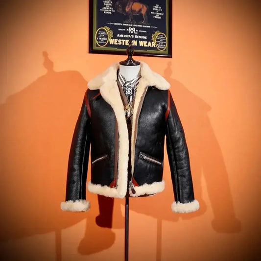 Tailor Brando American Retro Classic D1 Thick Merino Fur Integrated Leather Bomber Slim B3 Flight Suit Men Tailor Brando
