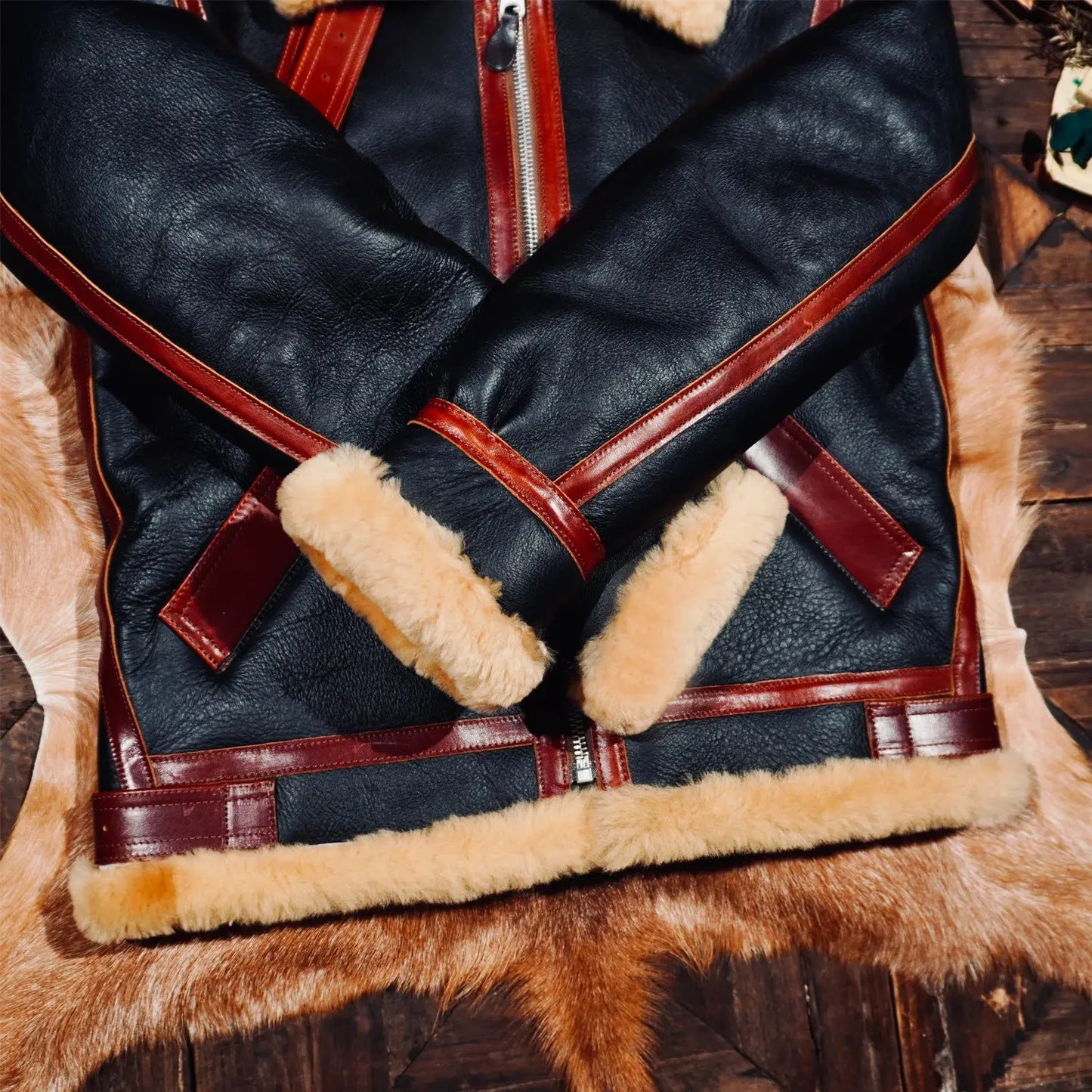 Tailor Brando Merino Shearling Men's Thickened B3 Bomber Jacket Winter Warmth Genuine Fur Jacket Tailor Brando