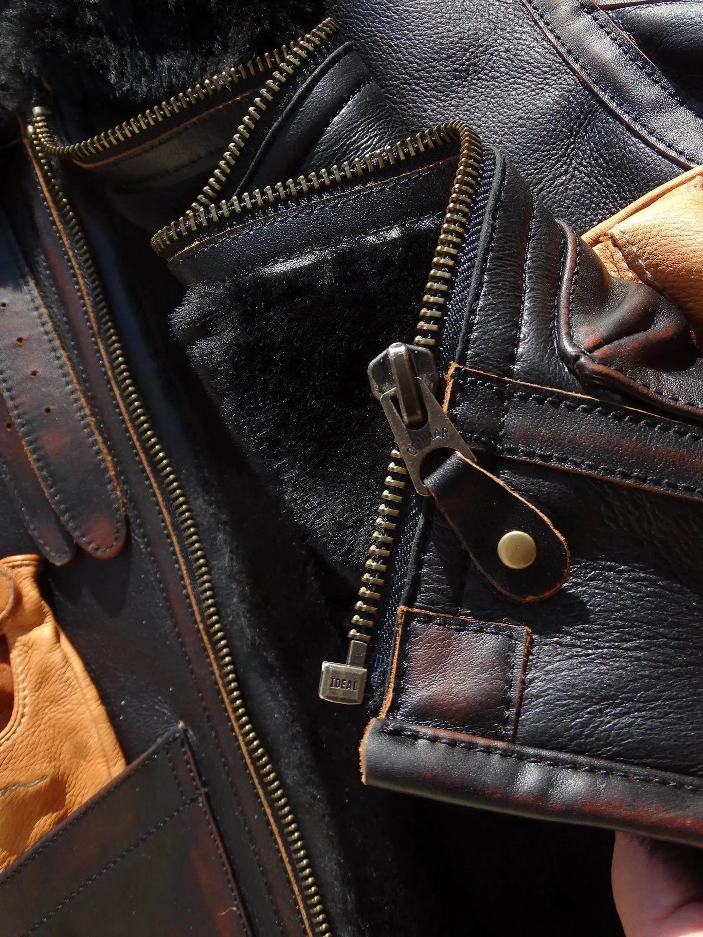 Tailor Brando Original Sheepskin Shearling & Tea Core Horsehide Men's Classic Retro Winter Warm Bomber Jacket Tailor Brando