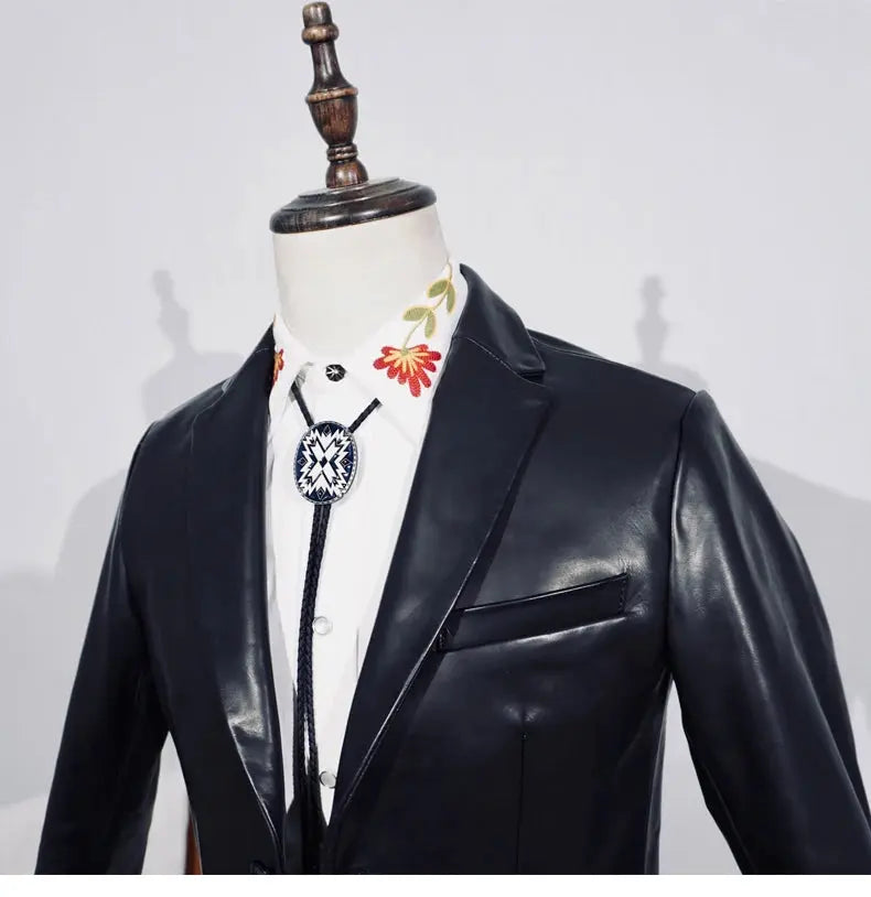 Tailor Brando Italian Full-Grain Vegetable-Tanned Horsehide Men's Classic Vintage Genuine Leather Suit Jacket Tailor Brando