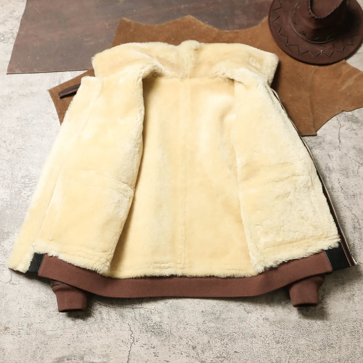 Tailor Brando Authentic Sheep Shearling Men's Vintage G1 Classic Leather Bomber Jacket Tailor Brando