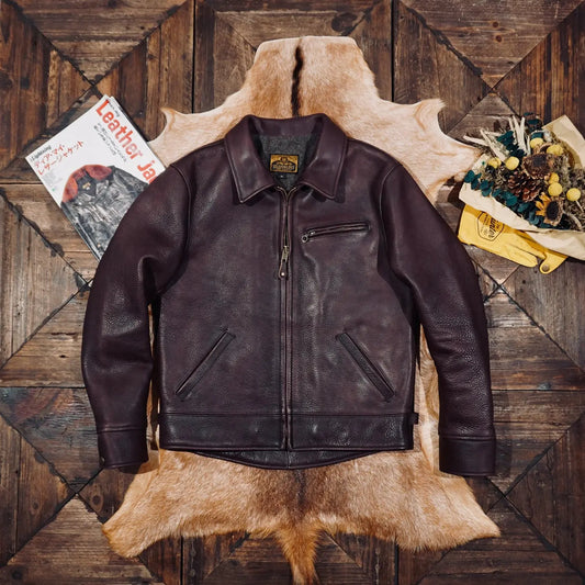 Tailor Brando JS02 Full-Grain Vegetable-Tanned Heavyweight Cowhide Men's Genuine Leather Motorcycle Jacket Tailor Brando