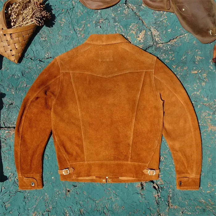 Tailor Brando Suede Goatskin Unlined Vintage Men's Western Style Genuine Leather Farmer's Jacket Tailor Brando