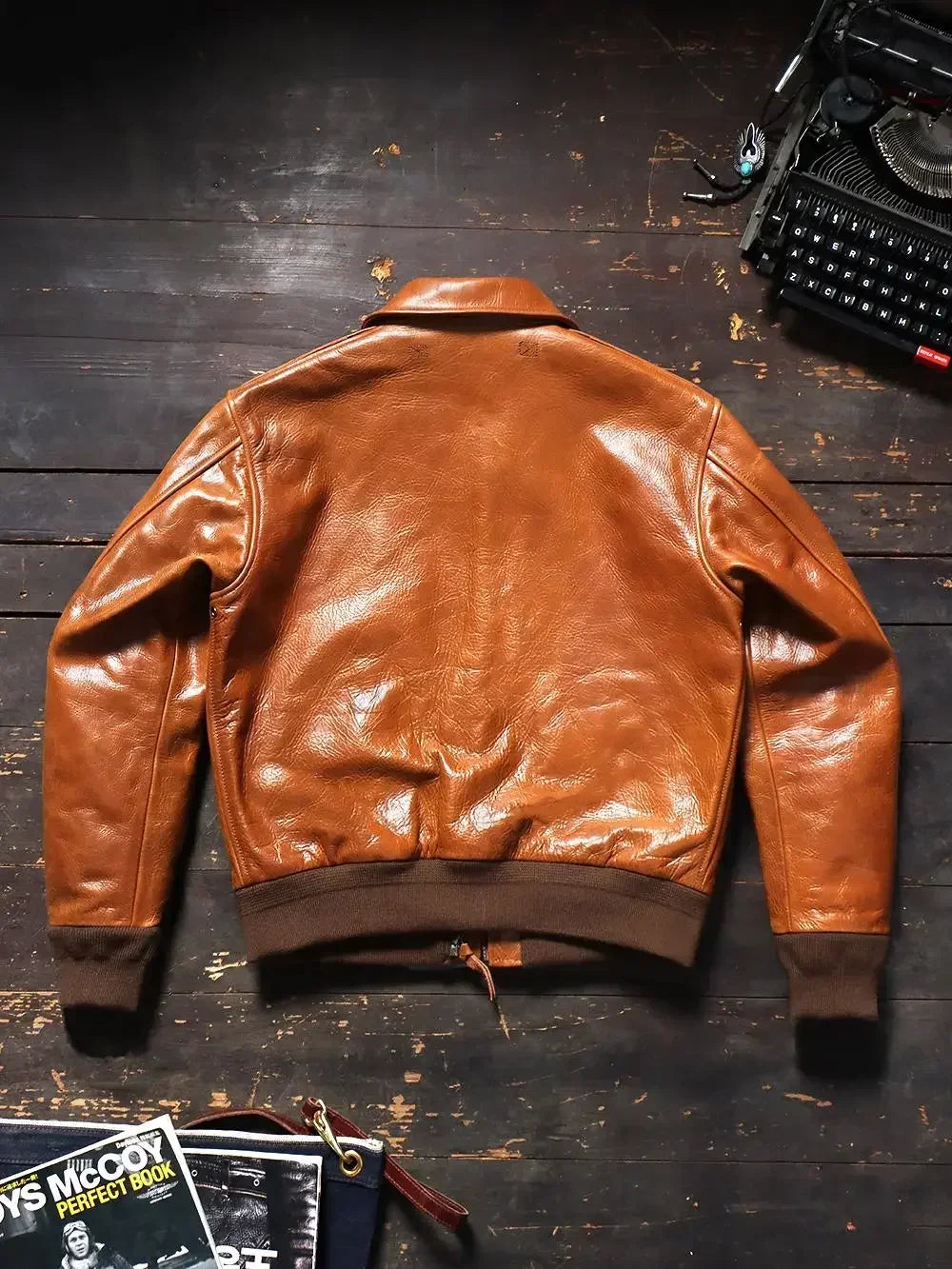Tailor Brando Great Escape A2 Aviator Jacket Full Grain Oil Waxed Cowhide American Vintage Men's Lapel Genuine Leather Jacket Tailor Brando