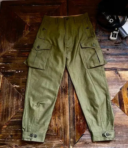 Tailor Brando 378g Heavyweight Ripstop Jungle Cloth Groundwear Trousers Vintage High Waist Drawstring Work Trousers Tailor Brando