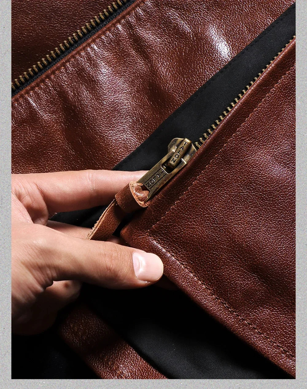 Tailor Brando Vegetable Tanned Goatskin Venom Style Stand Collar American Vintage Genuine Leather Men's Motorcycle Jacket