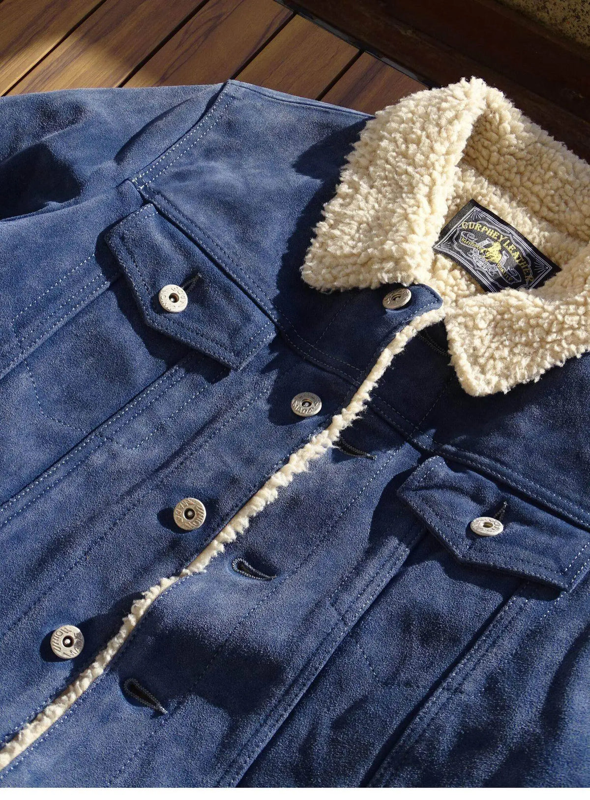 Tailor Brando American Retro Heavily Washed & Distressed Classic 507 Men's Warm Winter Genuine Leather Denim Jacket Tailor Brando