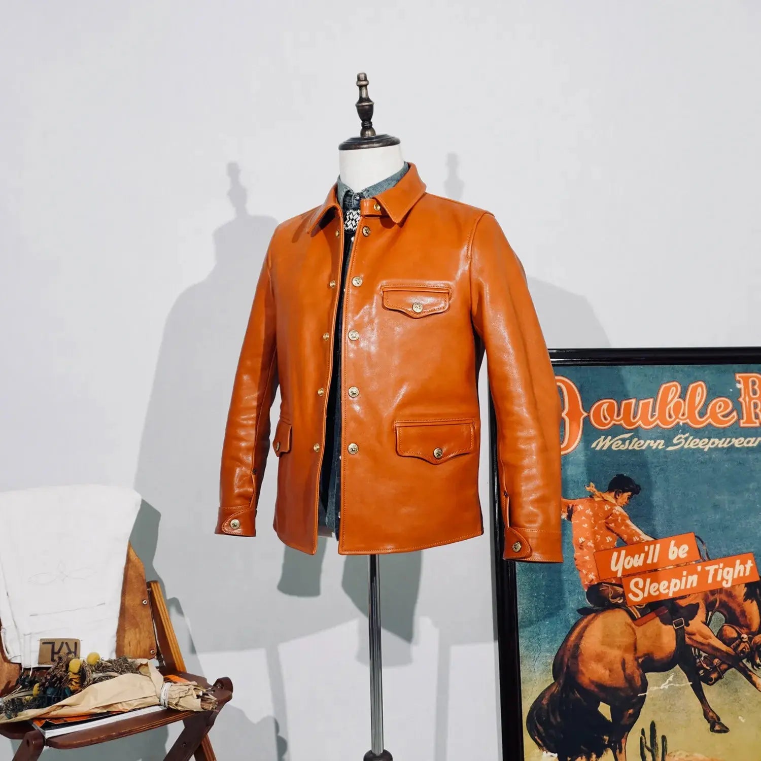 Tailor Brando Italian Vegetable-tanned Horsehide Classic American Retro Brakeman Genuine Leather Work Jacket Tailor Brando