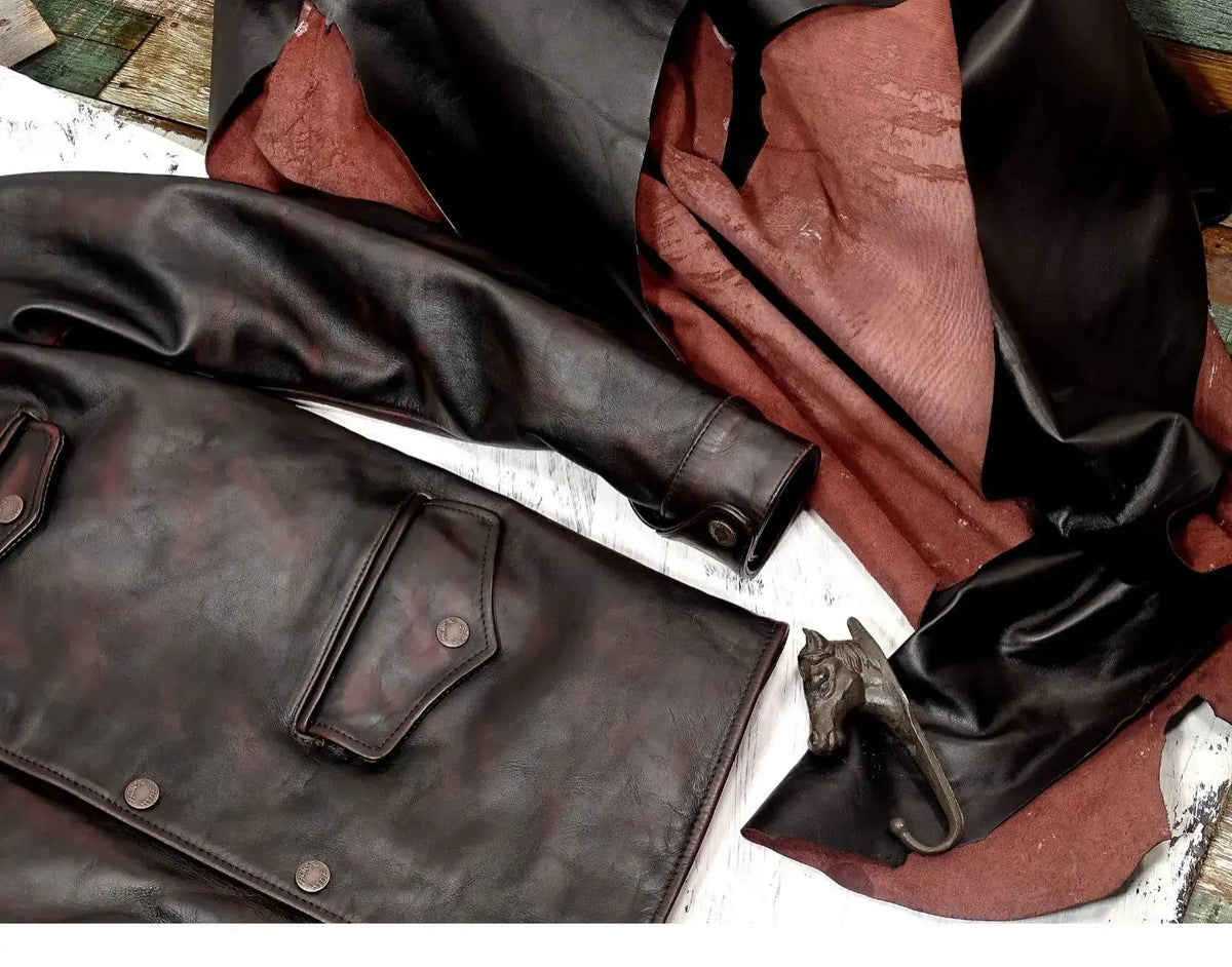 Tailor Brando Vegetable Tanned Handaged Tea Core Horsehide American Vintage Brakeman Classic Genuine Leather Jacket Tailor Brando