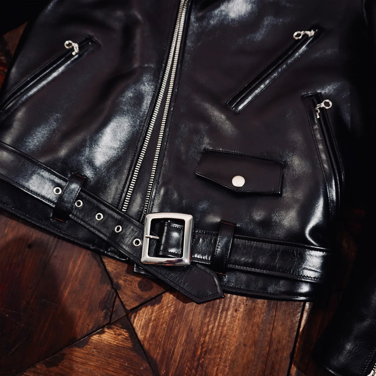 Tailor Brando Vegetable Tanned Teacore Horsehide Men's Classic 613 Double Rider Genuine Leather Biker Jacket Tailor Brando