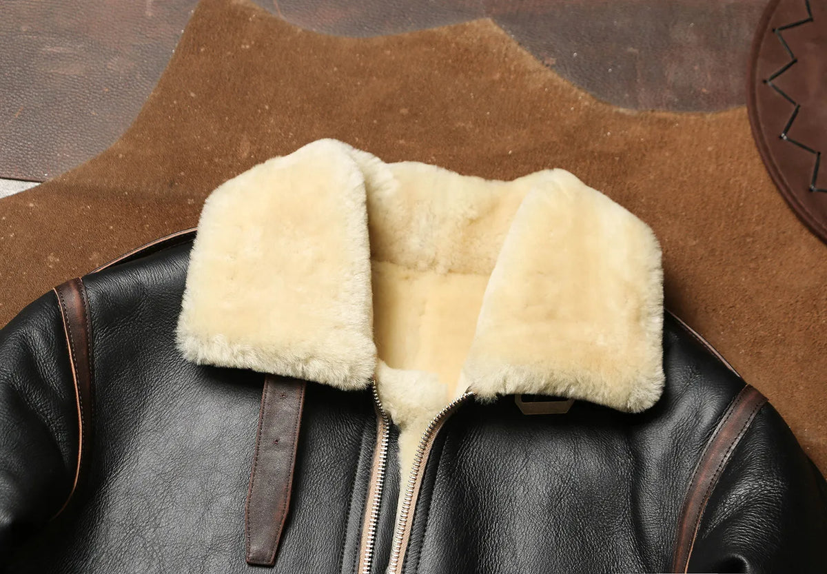 Tailor Brando Authentic Sheep Shearling Men's Vintage G1 Classic Leather Bomber Jacket Tailor Brando
