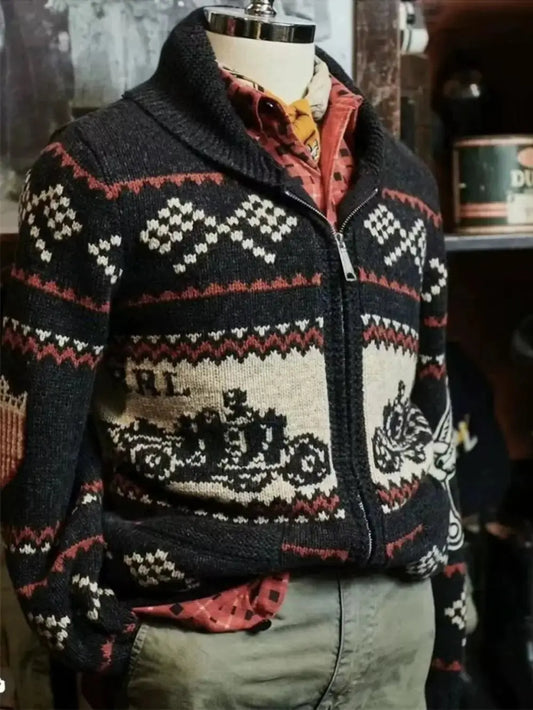 Tailor Brando American Vintage Classic R*L Biker Pattern Men's Fashion Cardigan Jacket Tailor Brando