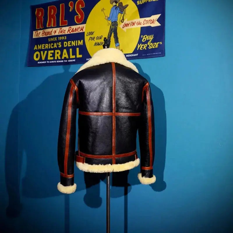 Tailor Brando Classic Merino B3 Fur Integrated Men's Thick Flying Jacket Winter Cold Resistant American Retro Motorcycle Bomber Tailor Brando