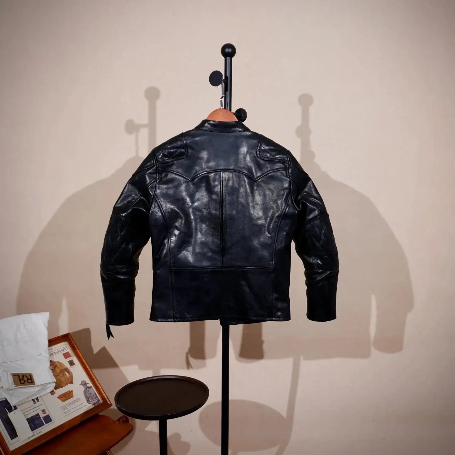 Tailor Brando Heavyweight 1.5MM Full Grain Batik Horsehide Classic Venom Men's Standing Collar Genuine Leather Biker Jacket Tailor Brando