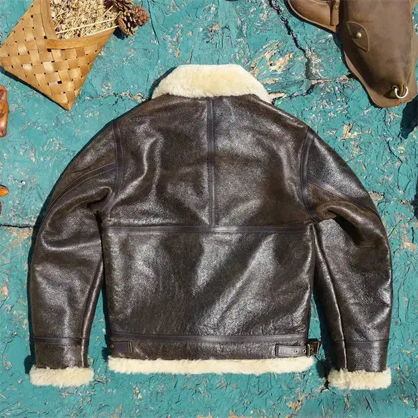 Tailor Brando Authentic Turkish Shearling Classic Bomber Jacket Men's Vintage Leather Fur Jacket Tailor Brando