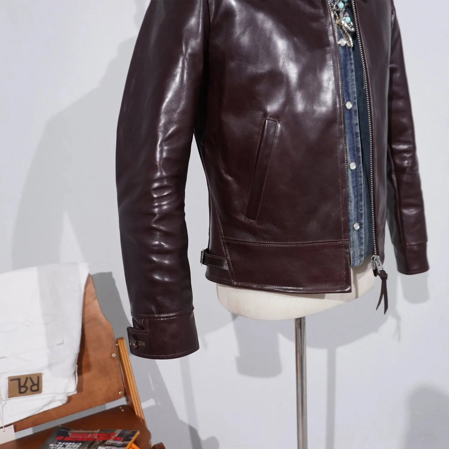 Tailor Brando Full-Grain Vegetable-Tanned Horsehide TWC716 Men's Classic 1930s Retro Genuine Leather Motorcycle Jacket Tailor Brando