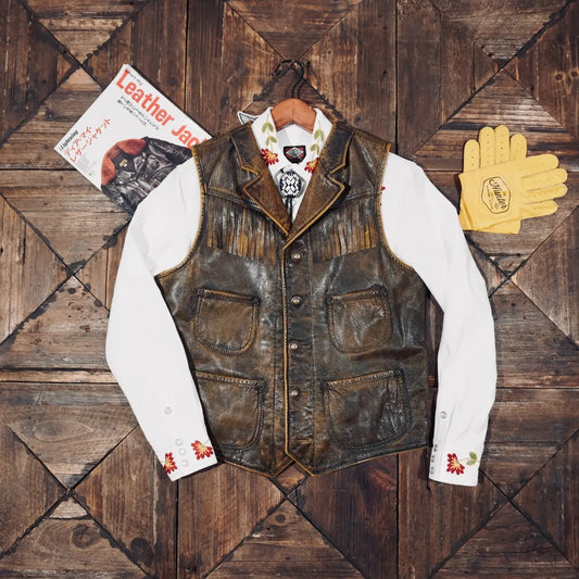 Tailor Brando Classic RL Style American Vintage Western Goatskin Vest Men's Genuine Leather Vest Tailor Brando