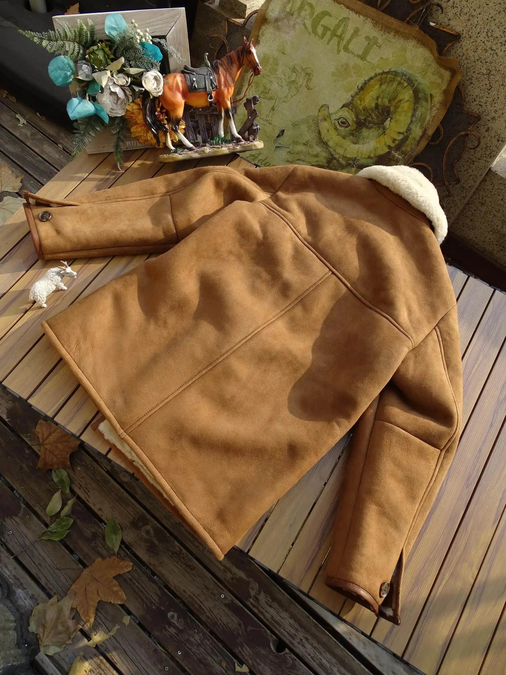 Tailor Brando Australian Natural Sheepskin Shearling Unisex Classic Rancher Retro Genuine Fur Jacket Tailor Brando