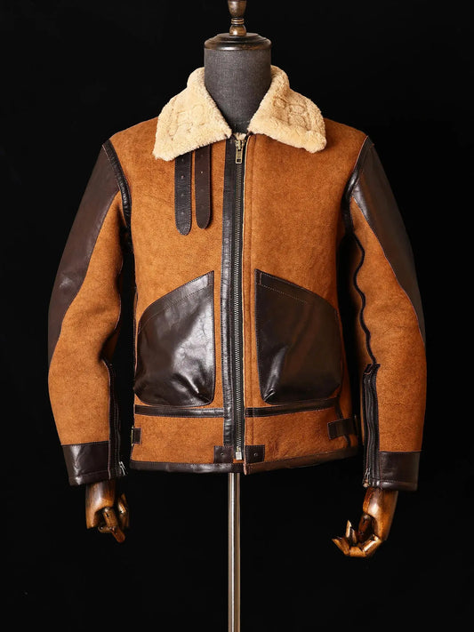 Tailor Brando Authentic Shearling American Vintage Classic B3 Genuine Leather Fur Bomber Jacket Tailor Brando