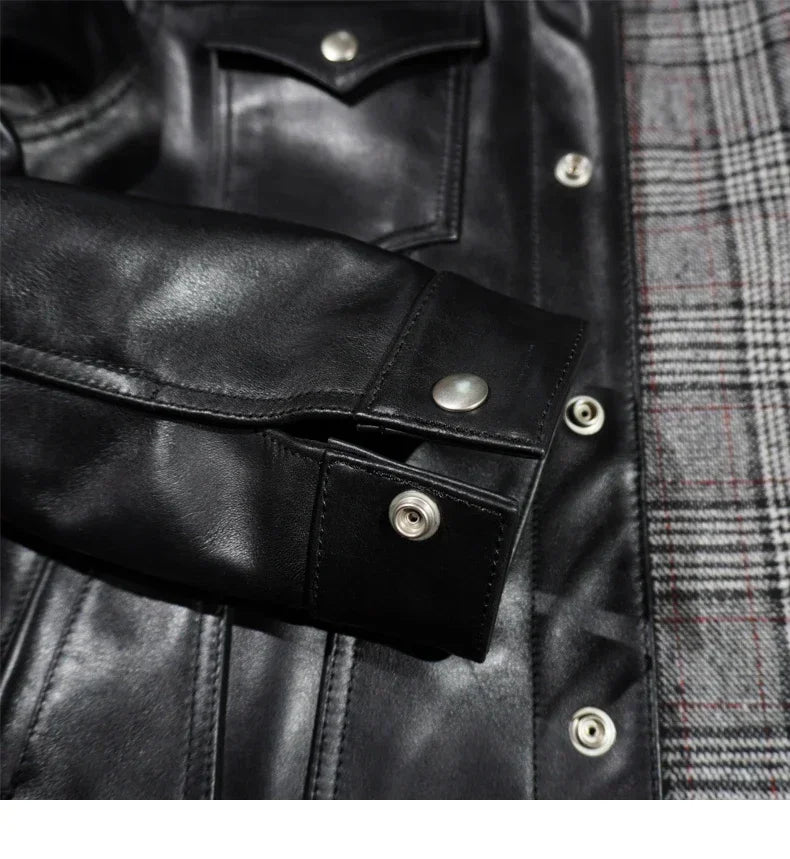 Classic 507X Italian Cowhide Denim Motorcycle Leather Coat Kaji American Retro Slim Fit Short Men's