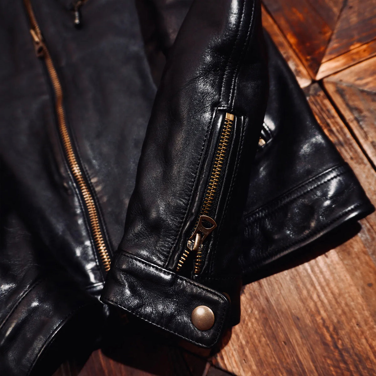 Tailor Brando Full Grain Vegetable Tanned Cowhide Men's Retro Short Stand Up Collar Genuine Leather Biker Jacket Tailor Brando