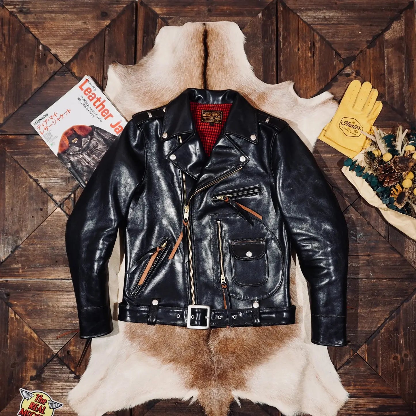 Tailor Brando Full-grain Vegetable-tanned Tea-core Horse Leather J24 Men's Genuine Leather Double Rider Jacket Tailor Brando