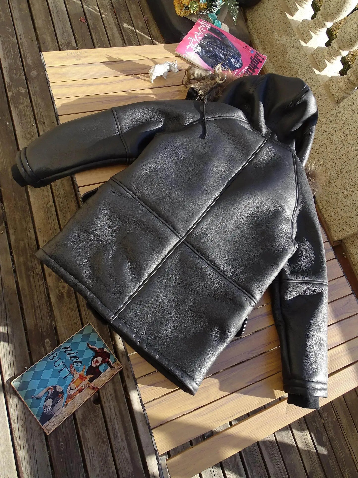 Tailor Brando Authentic Raw Sheepskin & Genuine Raccoon Fur Collar Men's Classic N3B Winter Warmth Jacket Tailor Brando