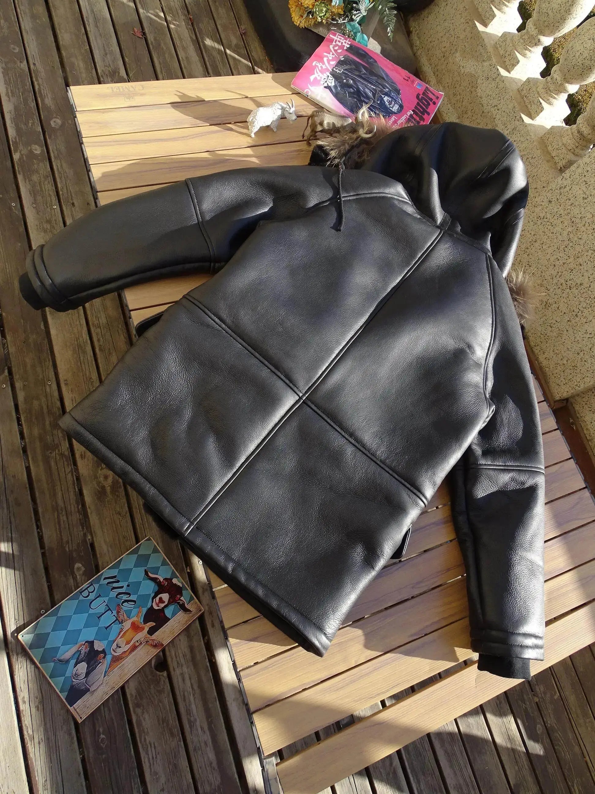 Tailor Brando Authentic Raw Sheepskin & Genuine Raccoon Fur Collar Men's Classic N3B Winter Warmth Jacket Tailor Brando