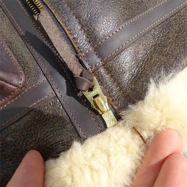 Tailor Brando Authentic Turkish Shearling Classic Bomber Jacket Men's Vintage Leather Fur Jacket Tailor Brando